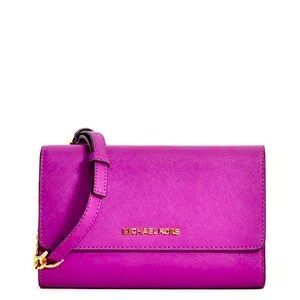 Michael Kors Jet Set Travel 3 in 1 Wristlet Clutch Crossbody Pomegranate